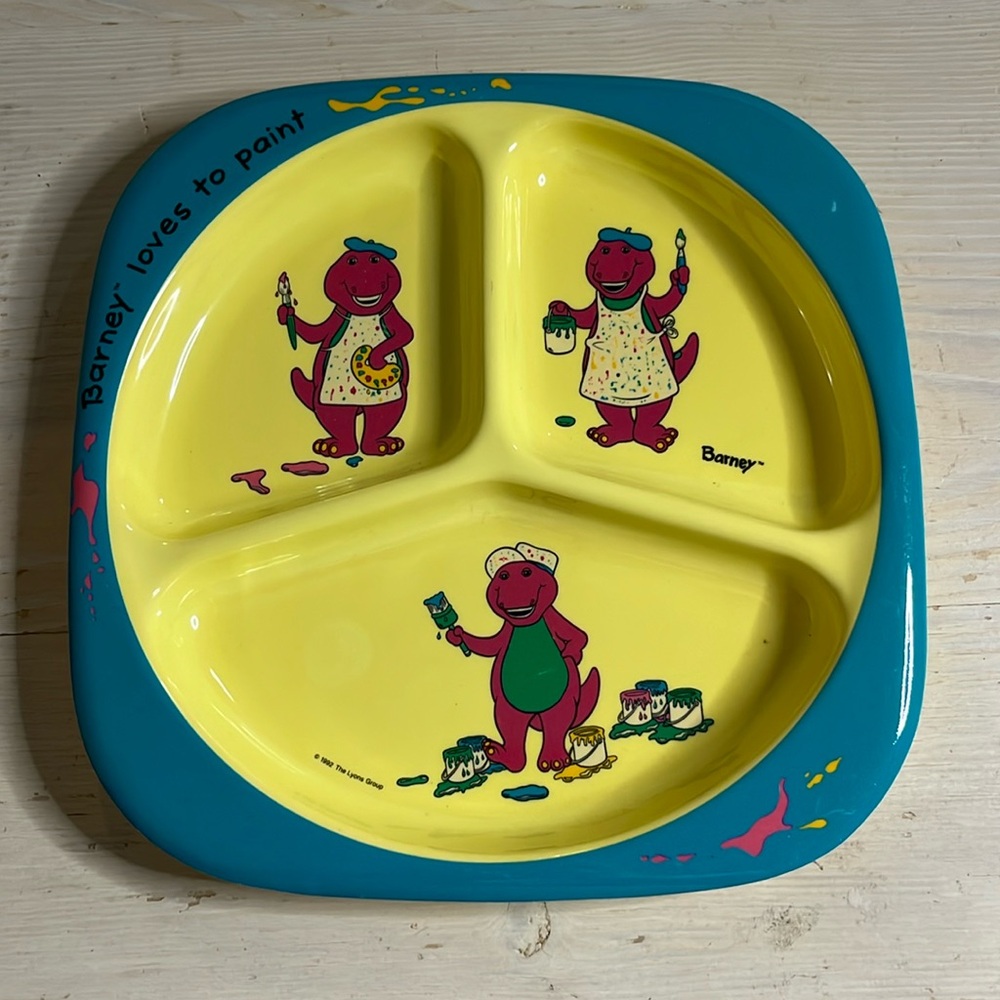 Vintage 1992 Barney the Purple Dinosaur children’s compartment plate